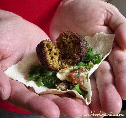 Falafel with Tabbouleh, Hummous on Pita Bread