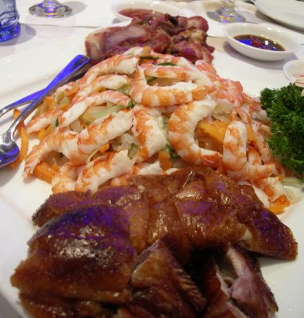 Platter of Cold BBQ Meats and Jellyfish & Prawn Salad