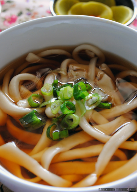 soy dashi mirin flour noodles wheat pari pari chicken tsukemono Homemade Udon Noodles by Harumi Kurihara