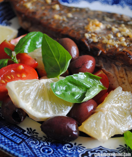 FISH FRY LEMON BUTTER GARLIC OLIVE TOMATO LEMON CELEBRITY CHEF WHOLESOME 