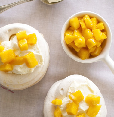 Tropical Meringue Nests with Mango and Coconut